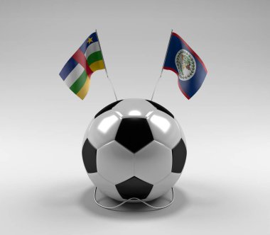 Orta Afrika Cumhuriyeti - Belize Futbol Bayrakları, Beyaz Arkaplan - 3D Render