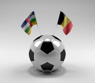 Orta Afrika Cumhuriyeti - Belçika Futbol Bayrakları, Beyaz Arkaplan - 3D Render