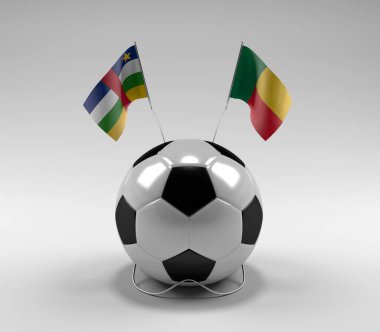 Orta Afrika Cumhuriyeti - Benin Futbol Bayrakları, Beyaz Arkaplan - 3D Render
