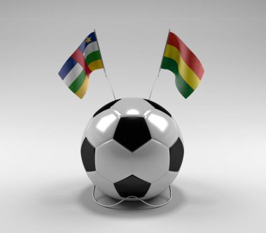 Orta Afrika Cumhuriyeti - Bolivya Futbol Bayrakları, Beyaz Arkaplan - 3D Render