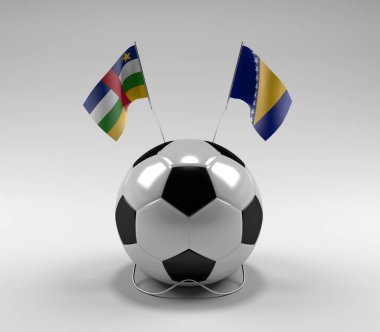 Orta Afrika Cumhuriyeti - Bosna-Hersek Futbol Bayrakları, Beyaz Arkaplan - 3D Render