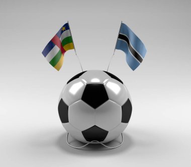 Orta Afrika Cumhuriyeti - Botswana Futbol Bayrakları, Beyaz Arkaplan - 3D Render