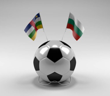 Orta Afrika Cumhuriyeti - Bulgaristan Futbol Bayrakları, Beyaz Arkaplan - 3D Render