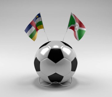 Orta Afrika Cumhuriyeti - Burundi Futbol Bayrakları, Beyaz Arkaplan - 3D Render