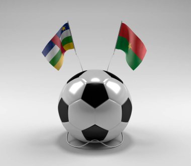 Orta Afrika Cumhuriyeti - Burkina-Faso Futbol Bayrakları, Beyaz Arkaplan - 3D Render