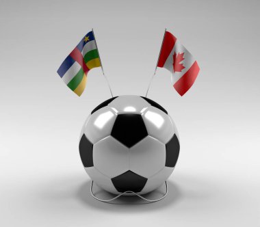 Orta Afrika Cumhuriyeti - Kanada Futbol Bayrakları, Beyaz Arkaplan - 3D Render