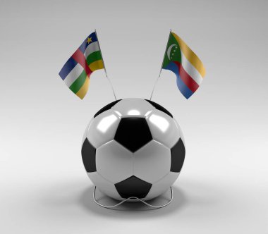 Orta Afrika Cumhuriyeti - Komoros Futbol Bayrakları, Beyaz Arkaplan - 3D Render