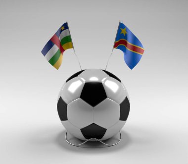 Orta Afrika Cumhuriyeti - Kongo Demokratik Cumhuriyeti Futbol Bayrakları, Beyaz Arkaplan - 3D Render