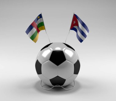 Orta Afrika Cumhuriyeti - Küba Futbol Bayrakları, Beyaz Arkaplan - 3D Render