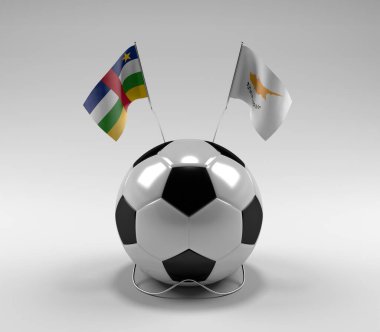 Orta Afrika Cumhuriyeti - Kıbrıs Futbol Bayrakları, Beyaz Arkaplan - 3D Render