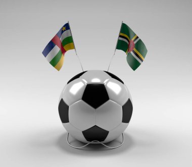 Orta Afrika Cumhuriyeti - Dominica Futbol Bayrakları, Beyaz Arkaplan - 3D Render