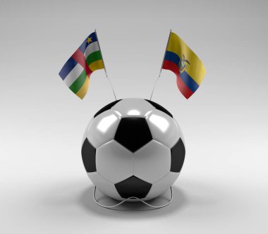 Orta Afrika Cumhuriyeti - Ekvador Futbol Bayrakları, Beyaz Arkaplan - 3D Render