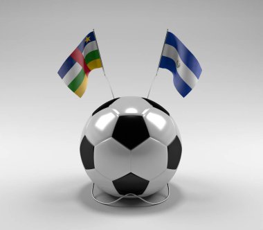 Orta Afrika Cumhuriyeti - El-Salvador Futbol Bayrakları, Beyaz Arkaplan - 3D Render