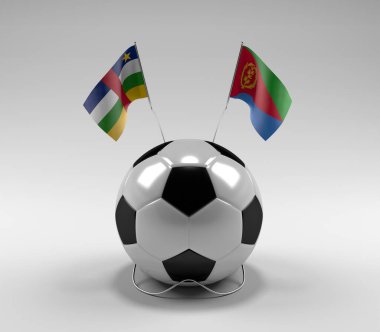 Orta Afrika Cumhuriyeti - Eritre Futbol Bayrakları, Beyaz Arkaplan - 3D Render