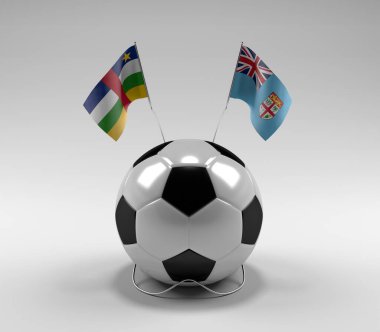 Orta Afrika Cumhuriyeti - Fiji Futbol Bayrakları, Beyaz Arkaplan - 3D Render