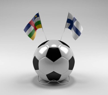 Orta Afrika Cumhuriyeti - Finlandiya Futbol Bayrakları, Beyaz Arkaplan - 3D Render