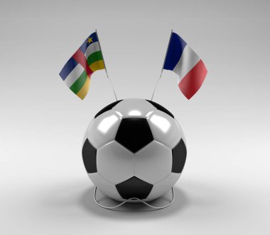 Orta Afrika Cumhuriyeti - Fransa Futbol Bayrakları, Beyaz Arkaplan - 3D Render