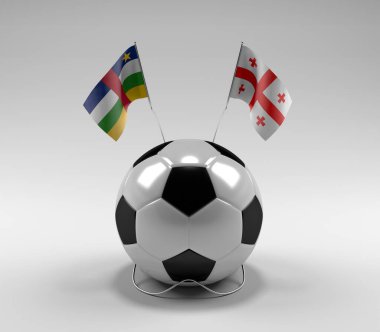 Orta Afrika Cumhuriyeti - Gürcistan Futbol Bayrakları, Beyaz Arkaplan - 3D Render