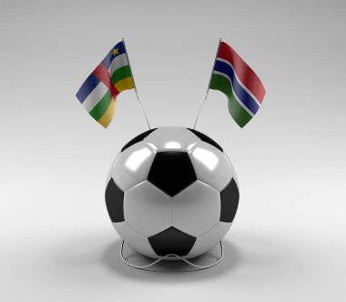 Orta Afrika Cumhuriyeti - Gambiya Futbol Bayrakları, Beyaz Arkaplan - 3D Render
