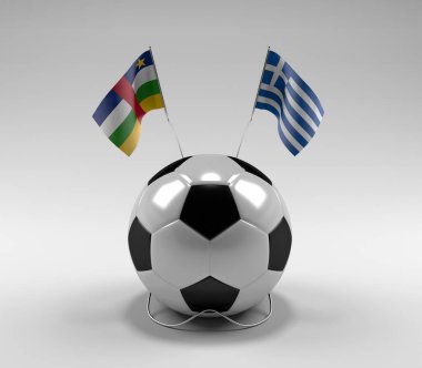 Orta Afrika Cumhuriyeti - Yunanistan Futbol Bayrakları, Beyaz Arkaplan - 3D Render