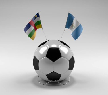 Orta Afrika Cumhuriyeti - Guatemala Futbol Bayrakları, Beyaz Arkaplan - 3D Render