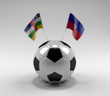 Orta Afrika Cumhuriyeti - Haiti Futbol Bayrakları, Beyaz Arkaplan - 3D Render