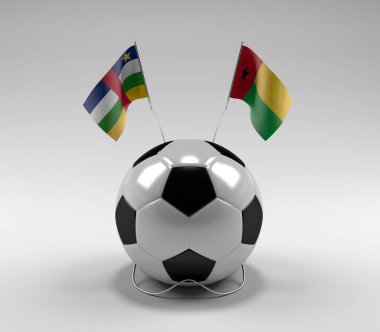 Orta Afrika Cumhuriyeti - Gine-Bissau Futbol Bayrakları, Beyaz Arkaplan - 3D Render