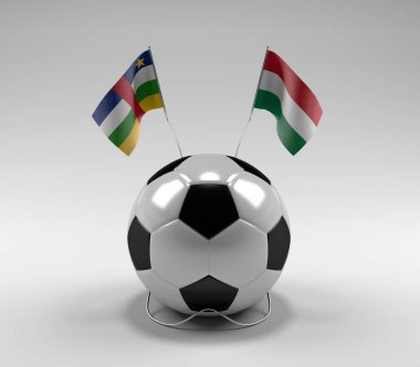 Orta Afrika Cumhuriyeti - Macaristan Futbol Bayrakları, Beyaz Arkaplan - 3D Render