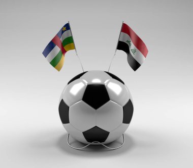Orta Afrika Cumhuriyeti - Irak Futbol Bayrakları, Beyaz Arkaplan - 3D Render