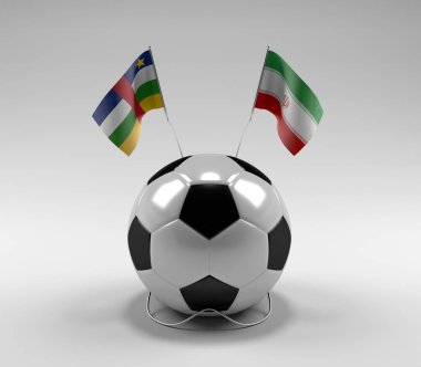 Orta Afrika Cumhuriyeti - İran Futbol Bayrakları, Beyaz Arkaplan - 3D Render
