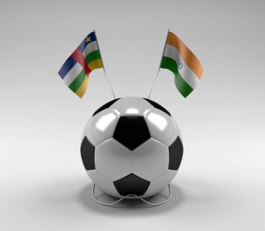Orta Afrika Cumhuriyeti - Hindistan Futbol Bayrakları, Beyaz Arkaplan - 3D Render