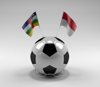 Orta Afrika Cumhuriyeti - Endonezya Futbol Bayrakları, Beyaz Arkaplan - 3D Render