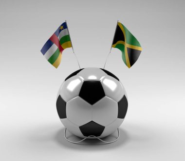 Orta Afrika Cumhuriyeti - Jamaika Futbol Bayrakları, Beyaz Arkaplan - 3D Render
