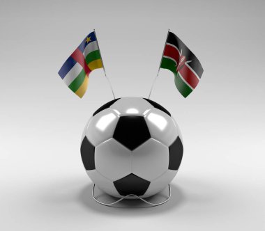 Orta Afrika Cumhuriyeti - Kenya Futbol Bayrakları, Beyaz Arkaplan - 3D Render