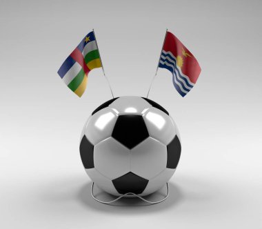 Orta Afrika Cumhuriyeti - Kiribati Futbol Bayrakları, Beyaz Arkaplan - 3D Render
