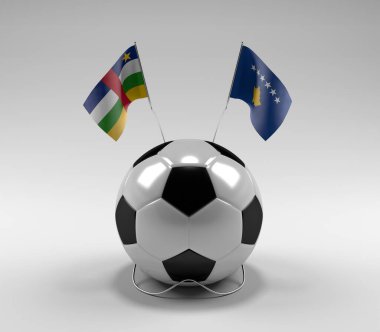Orta Afrika Cumhuriyeti - Kosova Futbol Bayrakları, Beyaz Arkaplan - 3D Render
