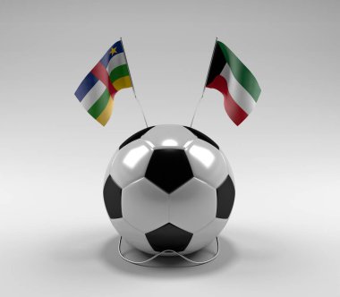 Orta Afrika Cumhuriyeti - Kuveyt Futbol Bayrakları, Beyaz Arkaplan - 3D Render
