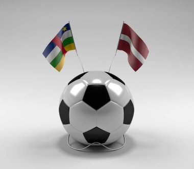 Orta Afrika Cumhuriyeti - Letonya Futbol Bayrakları, Beyaz Arkaplan - 3D Render