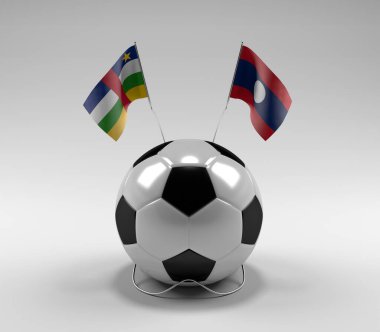 Orta Afrika Cumhuriyeti - Laos Futbol Bayrakları, Beyaz Arkaplan - 3D Render