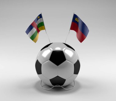 Orta Afrika Cumhuriyeti - Lihtenştayn Futbol Bayrakları, Beyaz Arkaplan - 3D Render