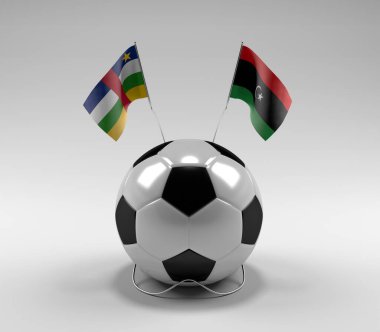 Orta Afrika Cumhuriyeti - Libya Futbol Bayrakları, Beyaz Arkaplan - 3D Render