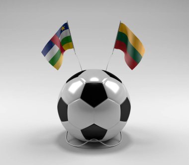 Orta Afrika Cumhuriyeti - Litvanya Futbol Bayrakları, Beyaz Arkaplan - 3D Render