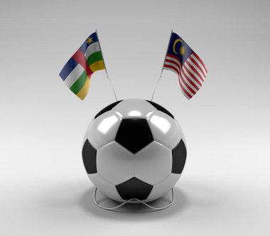 Orta Afrika Cumhuriyeti - Malezya Futbol Bayrakları, Beyaz Arkaplan - 3D Render
