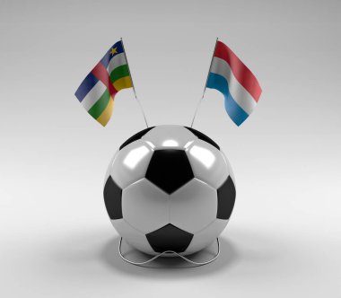 Orta Afrika Cumhuriyeti - Lüksemburg Futbol Bayrakları, Beyaz Arkaplan - 3D Render