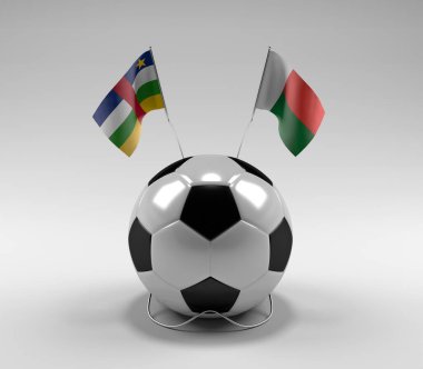 Orta Afrika Cumhuriyeti - Madagaskar Futbol Bayrakları, Beyaz Arkaplan - 3D Render