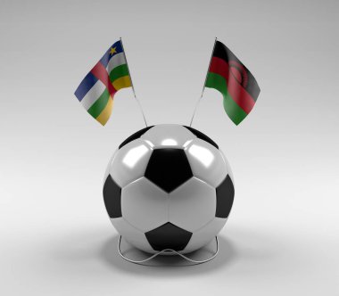Orta Afrika Cumhuriyeti - Malavi Futbol Bayrakları, Beyaz Arkaplan - 3D Render