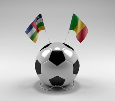 Orta Afrika Cumhuriyeti - Mali Futbol Bayrakları, Beyaz Arkaplan - 3D Render
