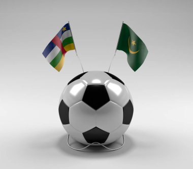 Orta Afrika Cumhuriyeti - Moritanya Futbol Bayrakları, Beyaz Arkaplan - 3D Render
