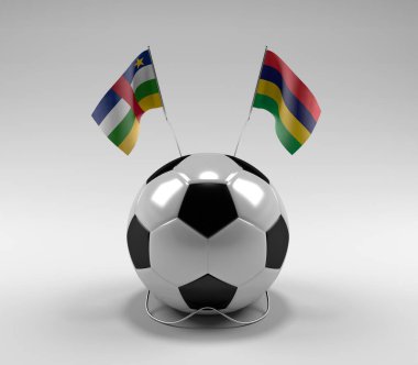 Orta Afrika Cumhuriyeti - Mauritius Futbol Bayrakları, Beyaz Arkaplan - 3D Render
