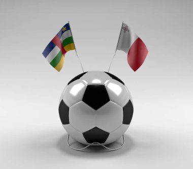 Orta Afrika Cumhuriyeti - Malta Futbol Bayrakları, Beyaz Arkaplan - 3D Render